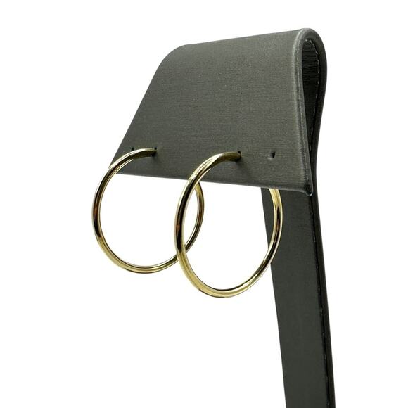 New 14K Yellow Gold Simple Hoop Earrings 1" .8 grams (9407) - Picture 1 of 5